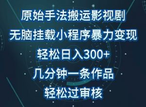 原始手法影视搬运,无脑搬运影视剧,单日收入300+,操作简单,几分钟生成一条视频,轻松过审核【揭秘】-木石资源网