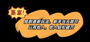 短剧最新玩法,新手当天就可以有收入,收入轻松破万【揭秘】-木石资源网