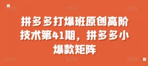 拼多多打爆班原创高阶技术第41期，拼多多小爆款矩阵-木石资源网