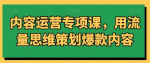 内容运营专项课,用流量思维策划爆款内容-木石资源网