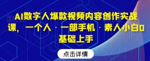 AI数字人爆款视频内容创作实战课,一个人·一部手机·素人小白0基础上手-木石资源网