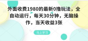 外面收费1980的最新0撸玩法，全自动挂G，每天30分钟，无脑操作，当天收益3张【揭秘】-木石资源网