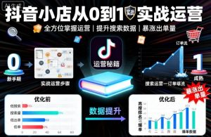 抖音小店从0到1实战运营，帮你全方位掌握小店运营，提升搜索数据与出单量-木石资源网