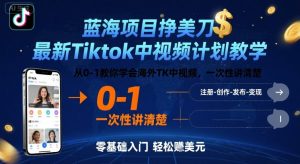 蓝海项目挣美刀,最新Tiktok中视频计划教学,从0-1教你学会海外TK中视频,一次性讲清楚-木石资源网