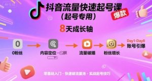 抖音流量快速起号课(起号专用),8天带你做爆自己的账号-木石资源网