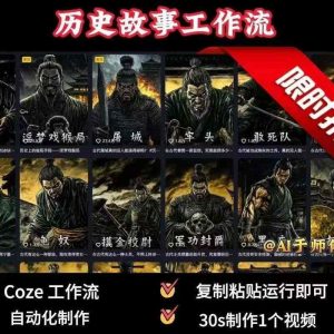 COZE扣子工作流一键生成历史人物一生的视频,复制粘贴运行即可,30s制作1个视频-木石资源网