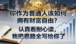 付费文章:你作为普通人该如何拥有财富自由?认真看耐心读,我把思路全写给你了-木石资源网