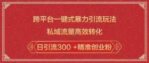 跨平台一键式暴力引流玩法，私域流量高效转化日引流300 +精准创业粉-木石资源网