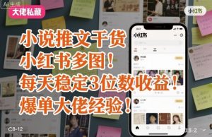 小说推文干货之小红书多图每天稳定3位数收益爆单大佬经验分享-木石资源网