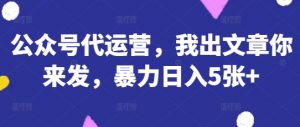 公众号代运营，我出文章你来发，暴力日入5张+【揭秘】-木石资源网