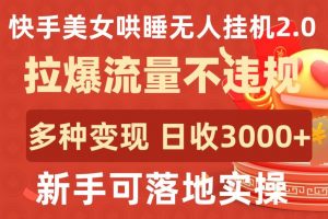 快手美女哄睡无人挂机2.0.拉爆流量不违规,多种变现途径,日收3000+,新手可落地实操【揭秘】-木石资源网