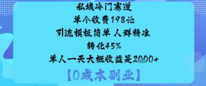 私域冷门赛道:单个收费198米引流模板简单人群精准转化45%单人一天大概收益是1k+-木石资源网