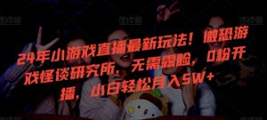 24年小游戏直播最新玩法!微恐游戏怪谈研究所,无需露脸,0粉开播,小白轻松月入5W+【揭秘】-木石资源网