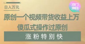 原创一个视频带货收益上万，傻瓜式操作过原创，几分钟做一个视频涨粉特别快【揭秘】-木石资源网