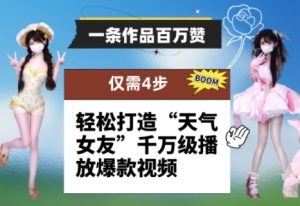 一条作品百万赞! 只需4步,轻松打造“天气女友”千万级播放爆款视频-木石资源网