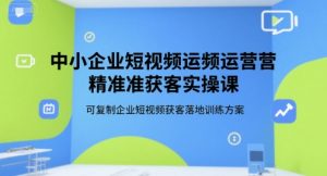 中小企业短视频运营精准获客实操课,可复制企业短视频获客落地训练方案-木石资源网