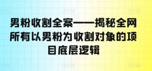 男粉收割全案——揭秘全网所有以男粉为收割对象的项目底层逻辑-木石资源网