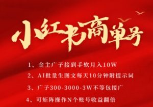 小红书商单号,AI轻松制作PLOG图文,商单接到手软3张-3k一条,每天轻松十分钟,矩阵n个账号,月入几个W-木石资源网