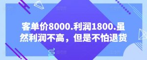 客单价8000.利润1800.虽然利润不高，但是不怕退货【付费文章】-木石资源网