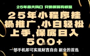 微信小程序挂G推广,解放双手,保底日入5张【揭秘】-木石资源网