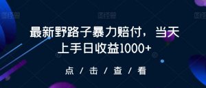 最新野路子暴力赔付，当天上手日收益1000+【仅揭秘】-木石资源网