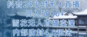 抖音24小时无人直播 日入5000+,雪花无人直播卖课,内部防封4.0玩法【揭秘】-木石资源网