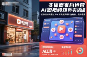 实体商家自运营AI短视频矩阵实战课,实体店如何通过AI+短视频实现引流拓客、团购增量-木石资源网