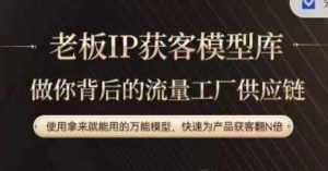 老板IP流量供应链,动作越少,账号越好,使用拿来就能用的万能模型,快速为产品获客翻N倍-木石资源网