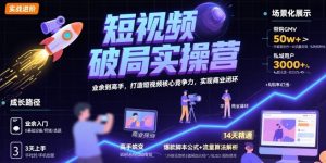 短视频破局实操营，业余到高手，打造短视频核心竞争力，实现商业闭环-木石资源网