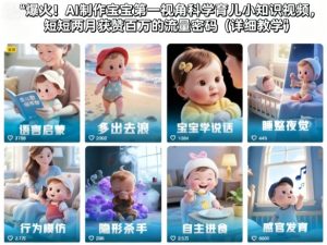 爆火!AI制作宝宝第一视角科学育儿小知识视频,短短两月获赞百万的流量密码(详细教学)-木石资源网