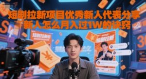 短剧拉新项目优秀新人代表分享新人怎么月入过1W的诀窍-木石资源网