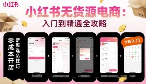 小红书无货源电商,入门到精通,开店+选品+笔记+剪辑+赛道+内容-木石资源网