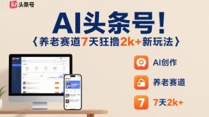 AI头条号，7天狂撸2k+，做养老赛道，新风口新玩法-木石资源网
