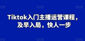 Tiktok入门主播运营课程，及早入局，快人一步-木石资源网