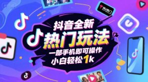 抖音全新热门玩法,一部手机即可操作,小白轻松1k【揭秘】-木石资源网
