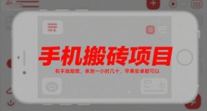 手机搬砖项目,有手就能做,亲测一小时几十,苹果安卓都可以-木石资源网