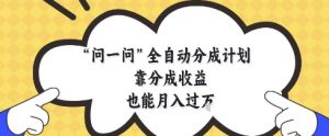 问一问全自动分成计划，靠分成收益也能月入过1W【揭秘】-木石资源网