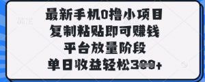 最新手机0撸小项目,复制粘贴即可挣钱,平台放量阶段,单日收益轻松3张+【揭秘】-木石资源网