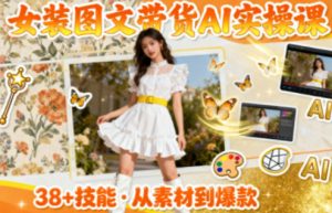 女装图文带货的AI实操课,覆盖38个实用技能,快速提升素材制作效率-木石资源网