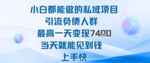2025年小白都能做的私域项目引流负债人群最高一天变现1k+高变现难度低当天就能见到钱上手快-木石资源网