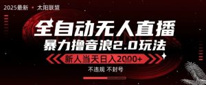太阳联盟-最新独家2.0技术抖音无人直播撸音浪,黑科技全自动运行,低门槛,新手当天日入2k+【揭秘】-木石资源网