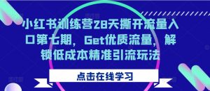 小红书训练营28天撕开流量入口第七期,Get优质流量,解锁低成本精准引流玩法-木石资源网