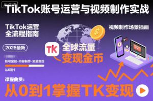 2025最新TikTok账号运营与视频制作实战全流程,从0到1掌握TK变现(含11月最新TK搬运技术)-木石资源网