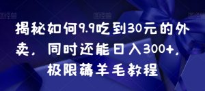揭秘如何9.9吃到30元的外卖,同时还能日入300+,极限薅羊毛教程-木石资源网