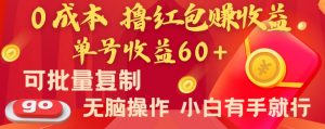 全新平台,0成本撸红包赚收益,单号收益60+,可批量复制,无脑操作,小白有手就行【揭秘】-木石资源网