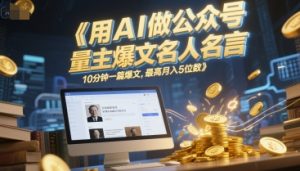 用AI做公众号流量主爆文名人名言,10分钟一篇爆文,最高月入5位数-木石资源网