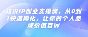 知识IP创业实操课,从0到1快速孵化,让你的个人品牌价值百W-木石资源网