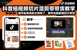 抖音短视频切片混剪带货教学,操作起来真的太简单了,新手也能做切片带货-木石资源网