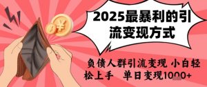 2025年最暴利的引流变现方式,负债人群引流变现,小白轻松上手,日入1k-木石资源网