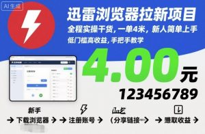 迅雷浏览器拉新项目,全程实操干货,一单4米,新人简单上手-木石资源网